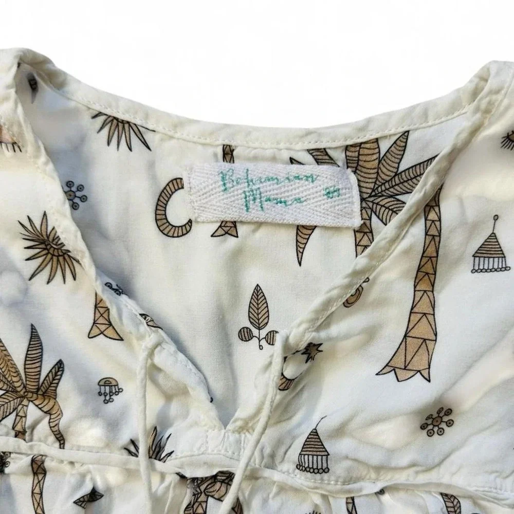 Girls Palm‎ Tree Print Dress Size  8/9 - 100% Soft Rayon